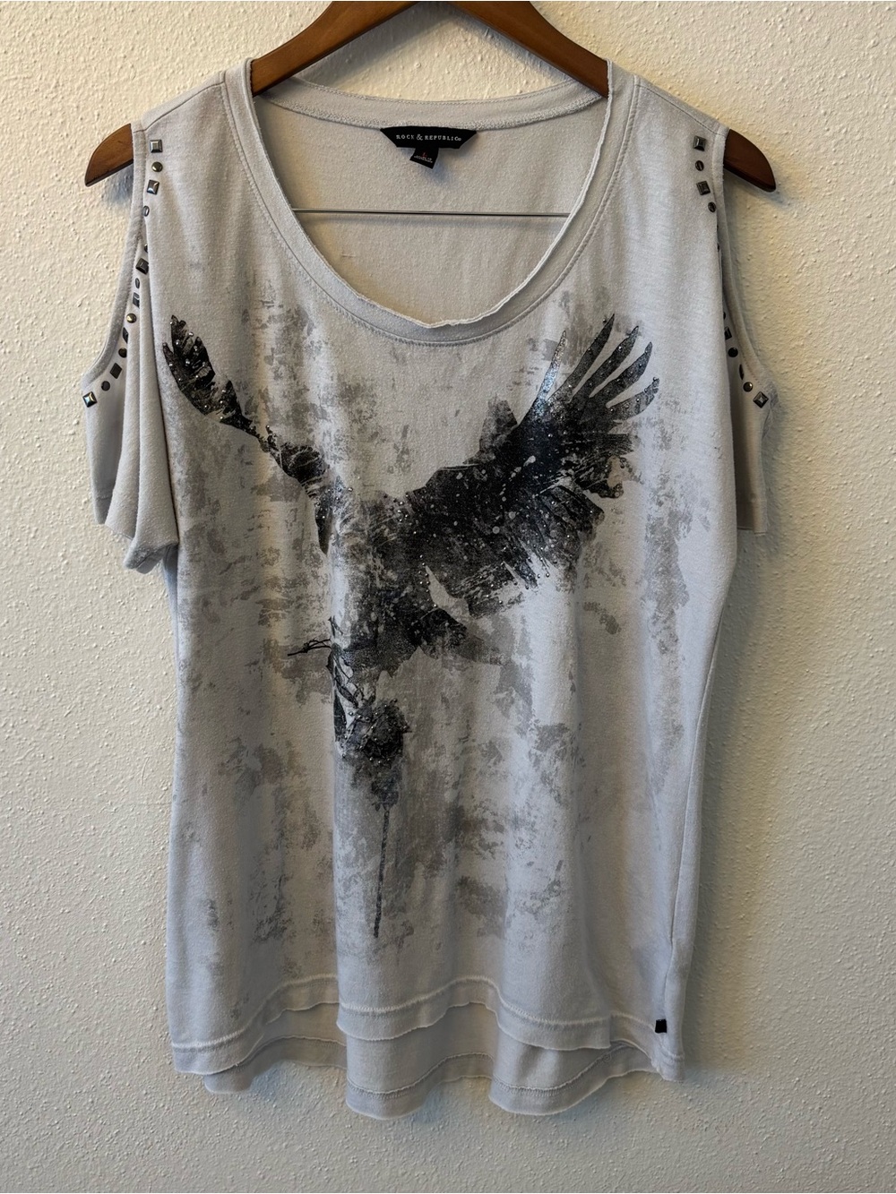 Rock & Republic Y2K Cold-Shoulder Tank with Graphic